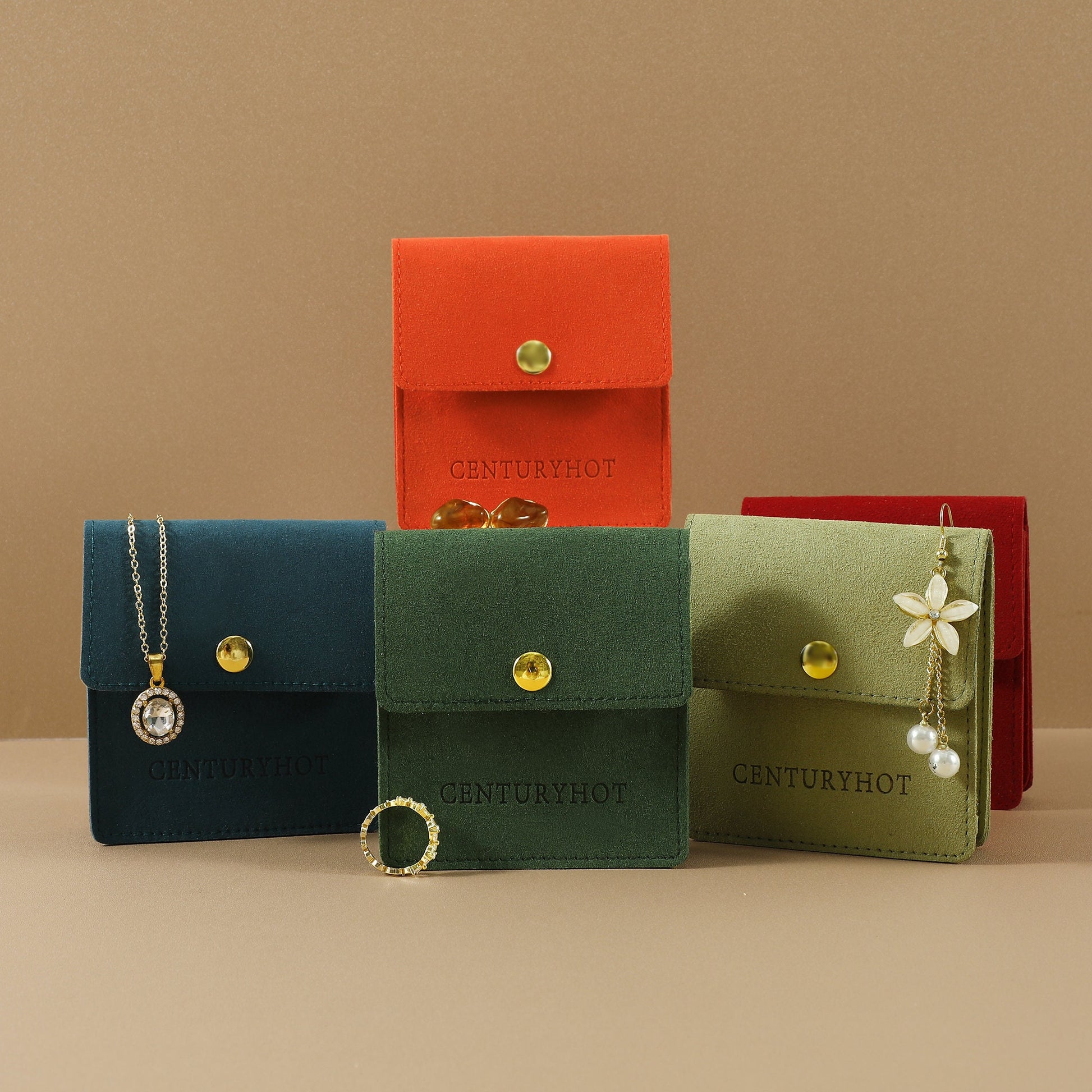 Microfiber Jewelry Snap Bag (8x8cm) - Ring, Necklace, Earring Storage-7