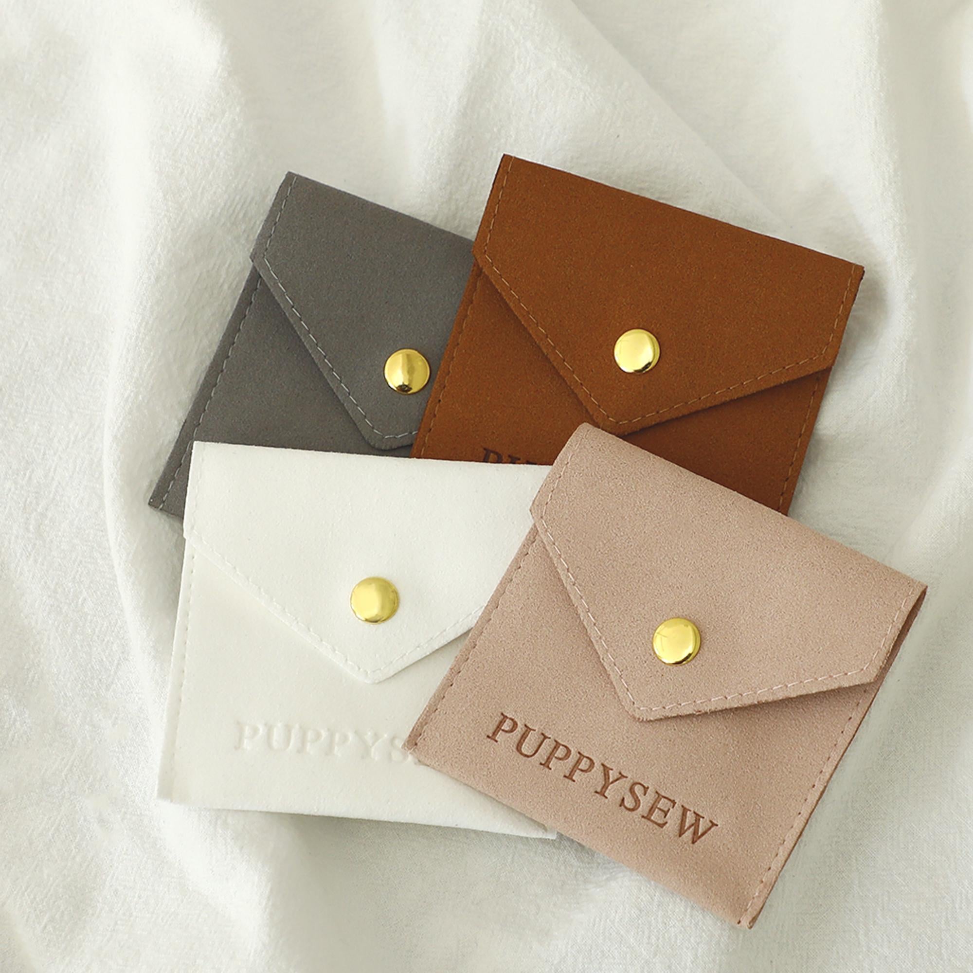 Custom Logo Microfiber Jewelry Pouch with Button (8x8cm)-zoom-9