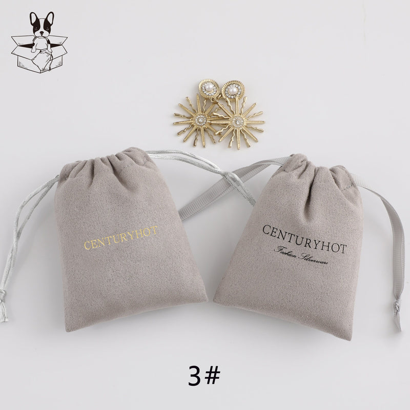 Personalized Suede Drawstring Bag: Custom Logo Jewelry Pouch-zoom-