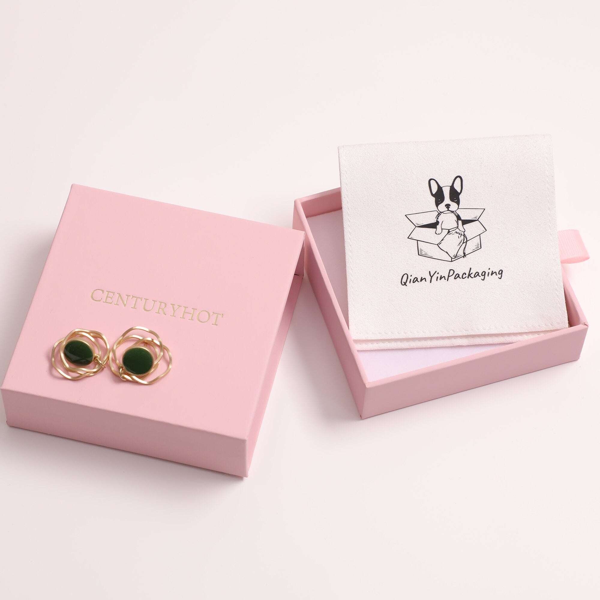 50 Pink Jewelry Box Sets (9x9x3cm) Custom Logo, Cardboard Drawer Packaging-zoom-4