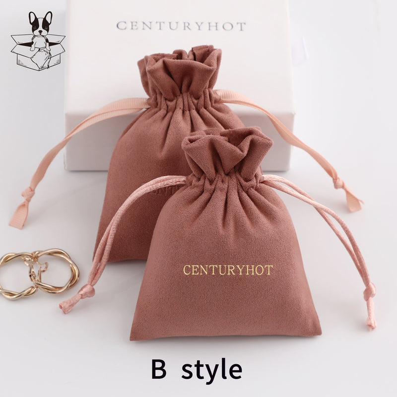 50 Personalized Logo Suede Drawstring Bags, Jewelry Pouch-zoom-