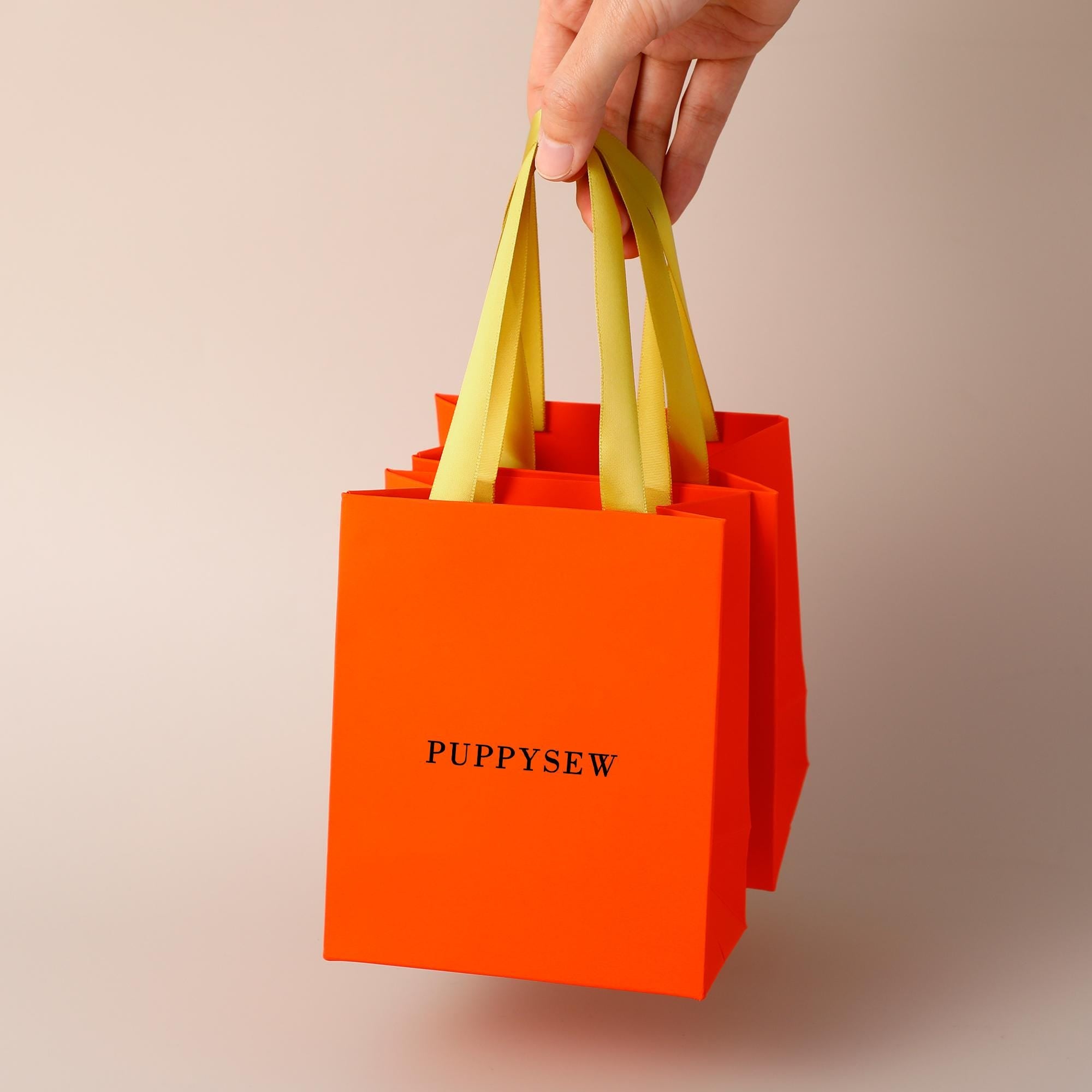 Orange Luxury Paper Gift Bags with Gold Handles | Wedding Favor, Small Business Packaging