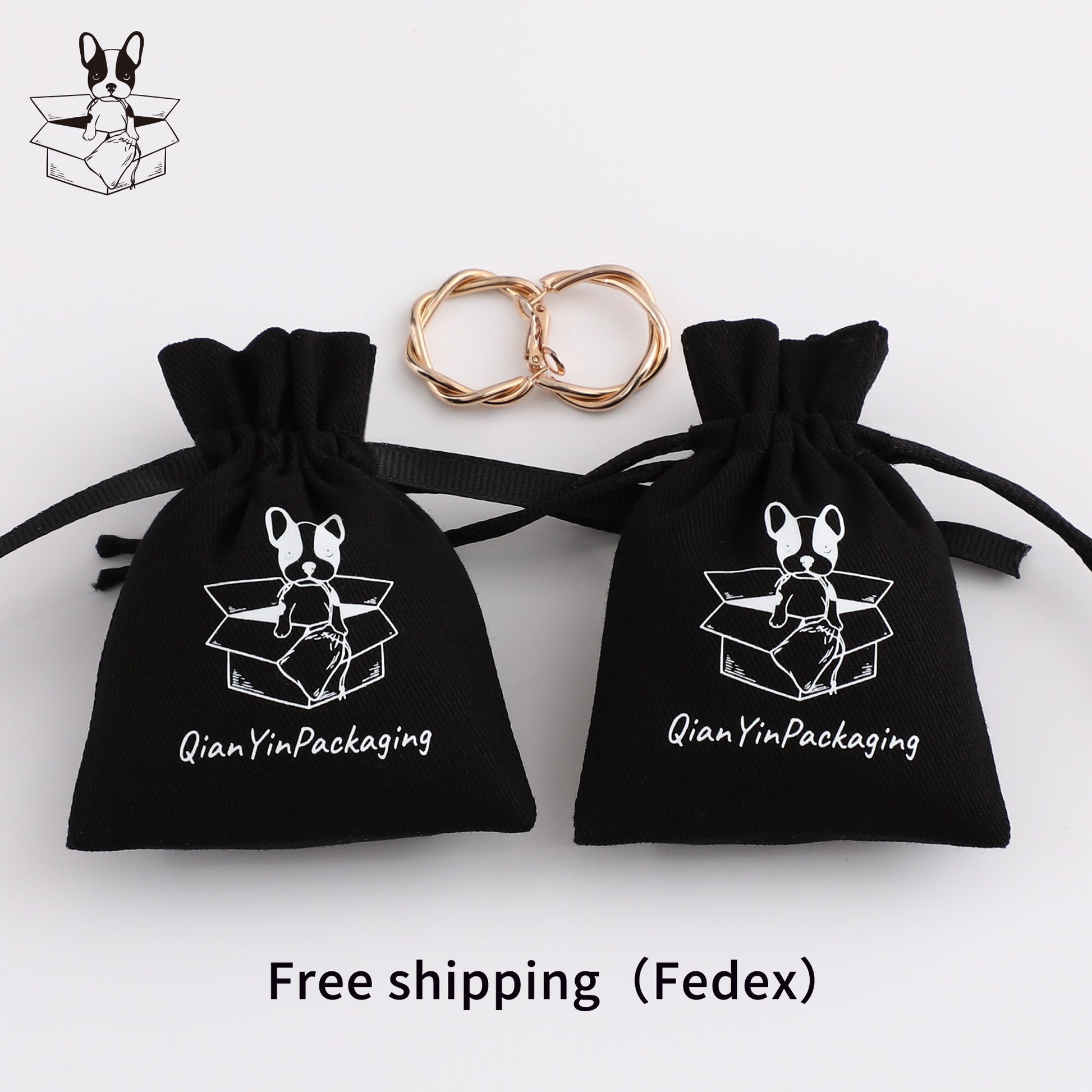 Custom Logo Cotton Drawstring Bag, Personalized Jewelry Packaging-4