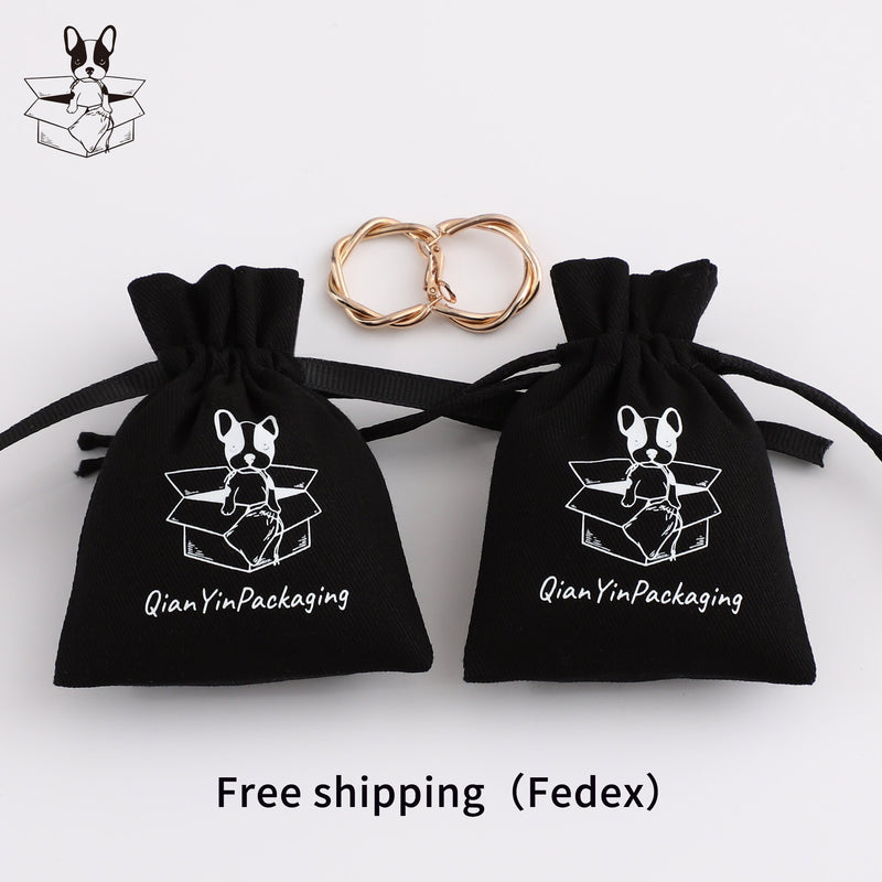 Custom Logo Cotton Drawstring Bag, Personalized Jewelry Packaging-zoom-