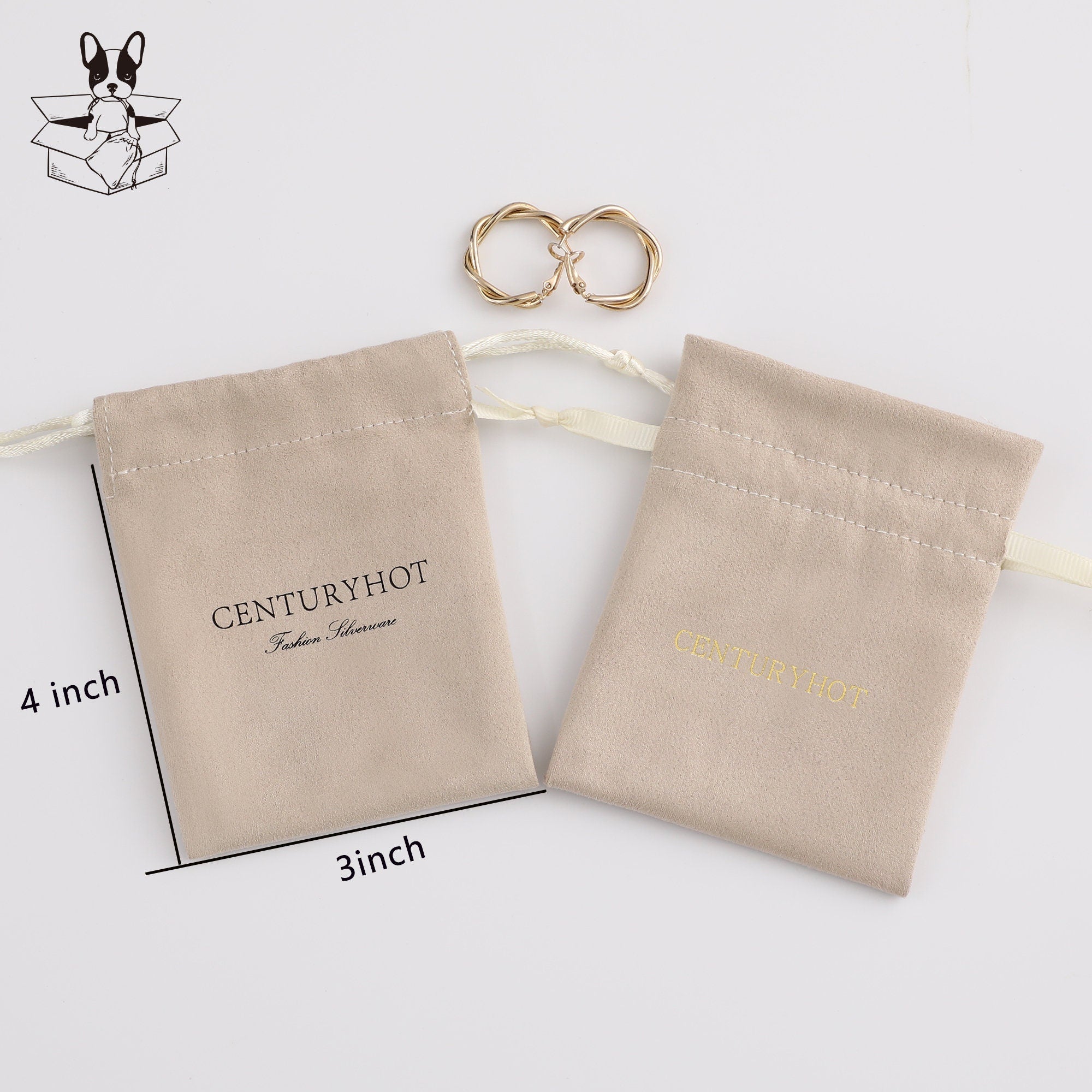 Custom Logo Flannel Drawstring Bag, Personalized Jewelry Pouch-zoom-8