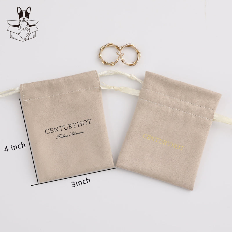 Custom Logo Flannel Drawstring Bag, Personalized Jewelry Pouch-zoom-