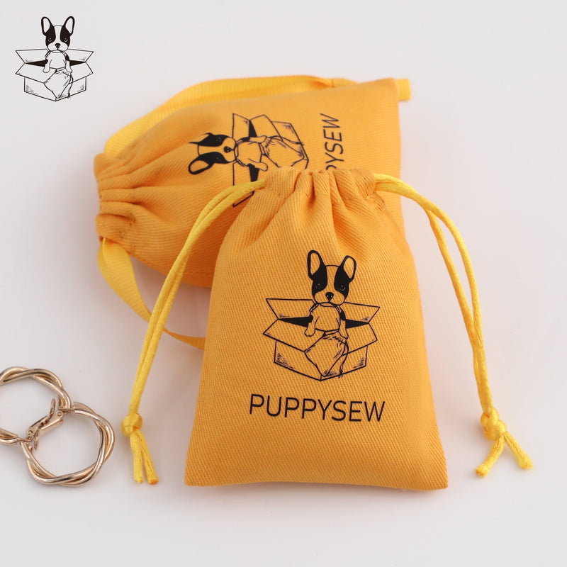 Custom Logo Cotton Drawstring Bag, Personalized Jewelry Pouch-zoom-