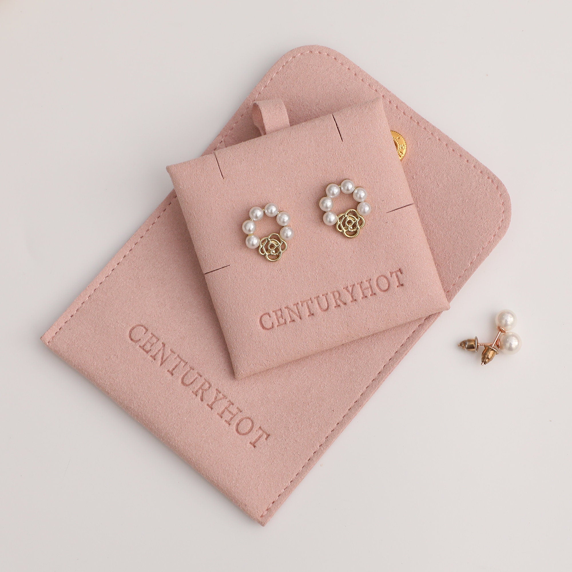 Custom Jewelry Pouch Set (50) | Microfiber Snap Bags with Logo-zoom-5