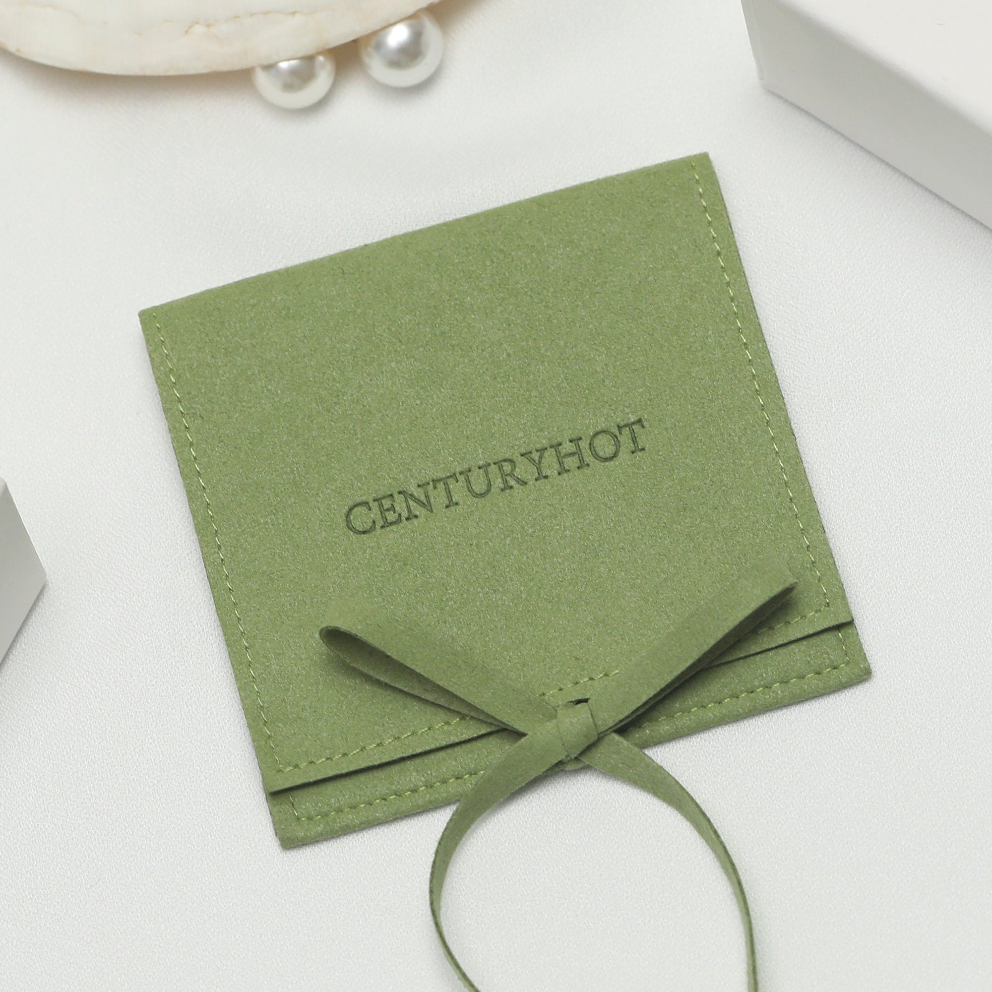 Grass Green Microfiber Jewelry Envelope Bags, Custom Logo-zoom-5