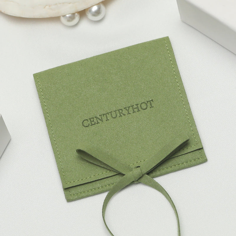 Grass Green Microfiber Jewelry Envelope Bags, Custom Logo-zoom-
