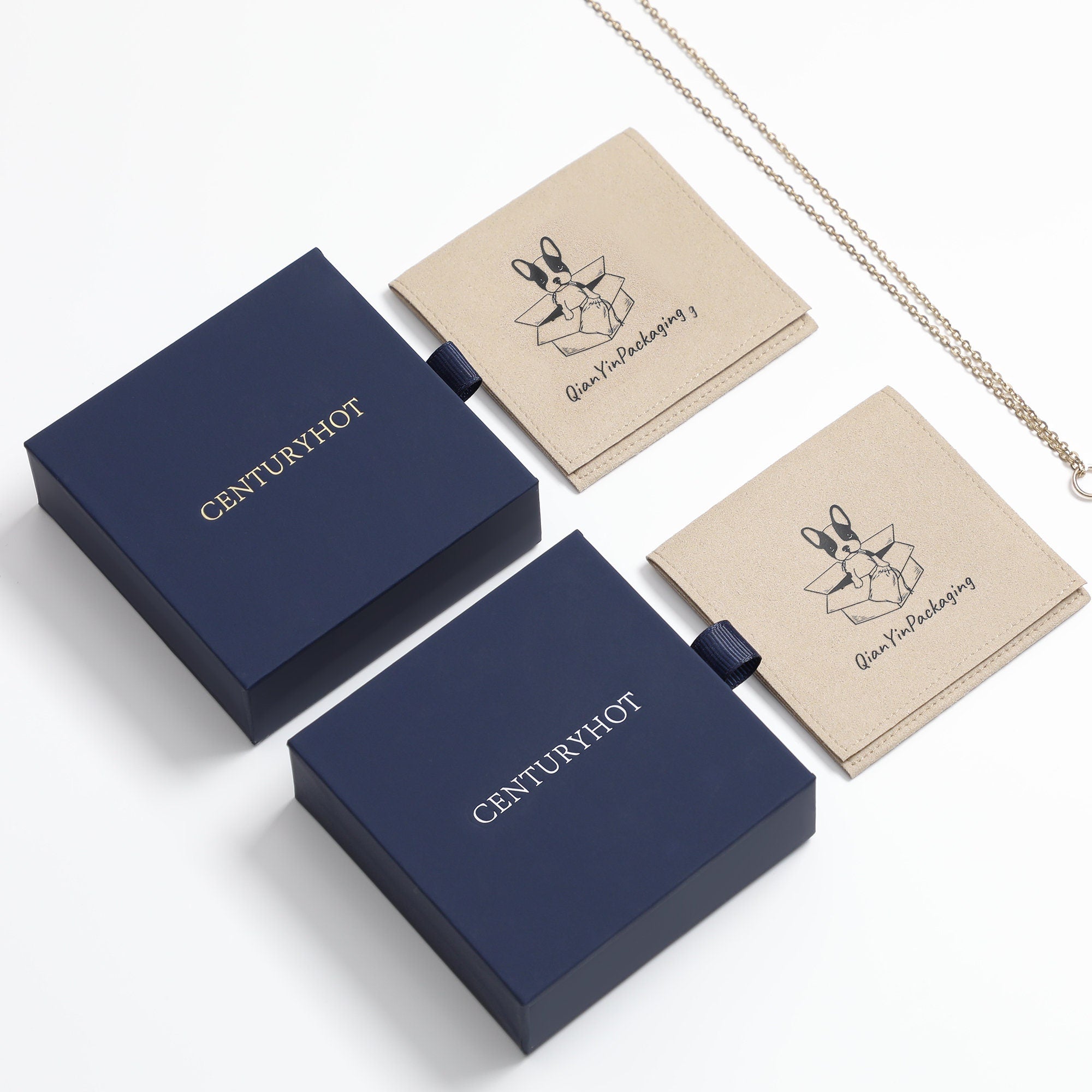 50 Blue Cardboard Jewelry Boxes (9x9x3.2cm), Personalized Logo-zoom-9