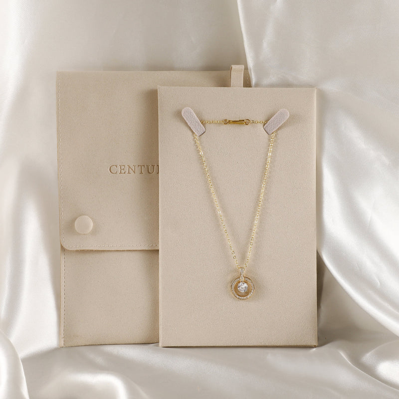 Personalized Cream Microfiber Necklace Gift Bag, Jewelry Display-zoom-