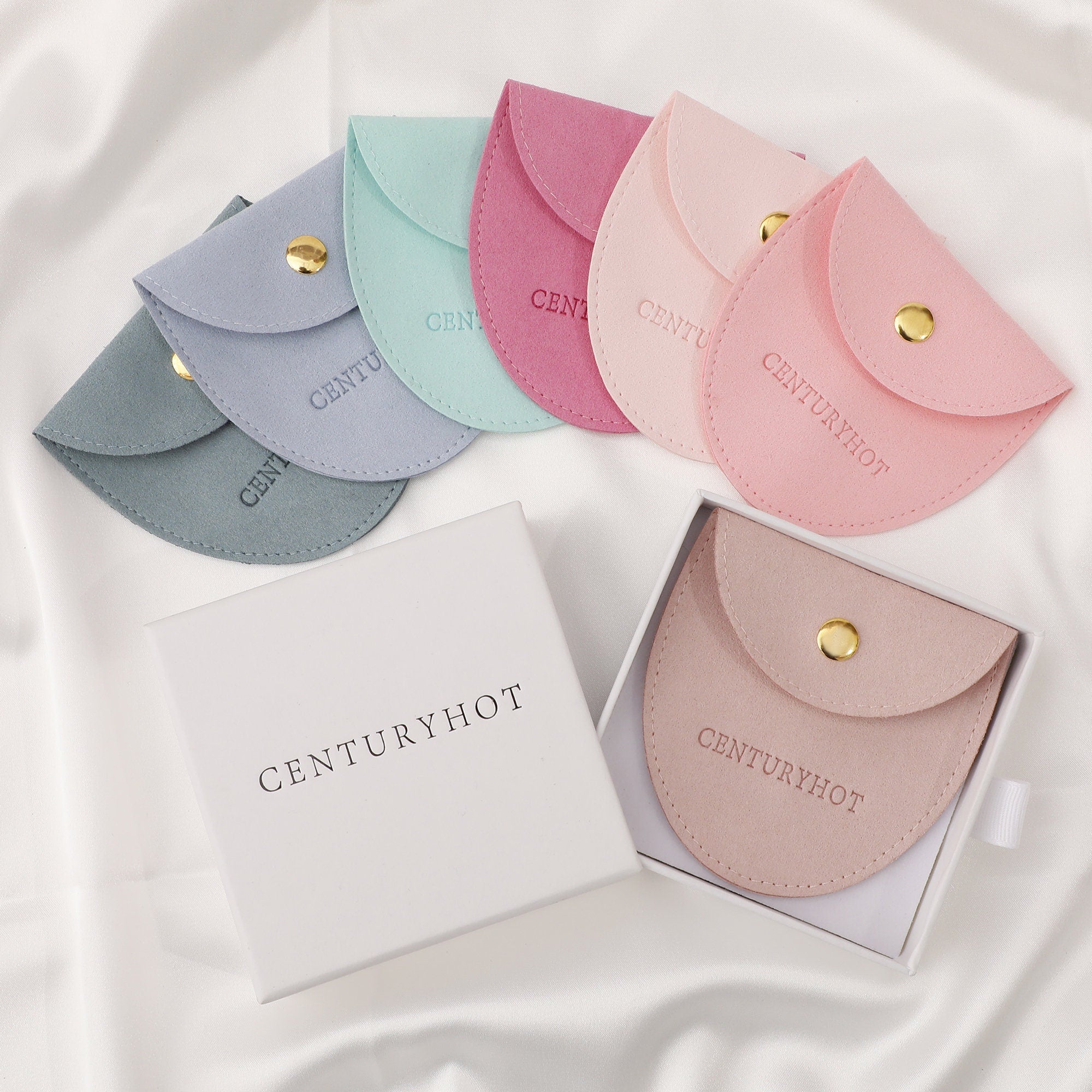 Personalized Embossed Microfiber Jewelry Bags, Custom Logo Packaging
