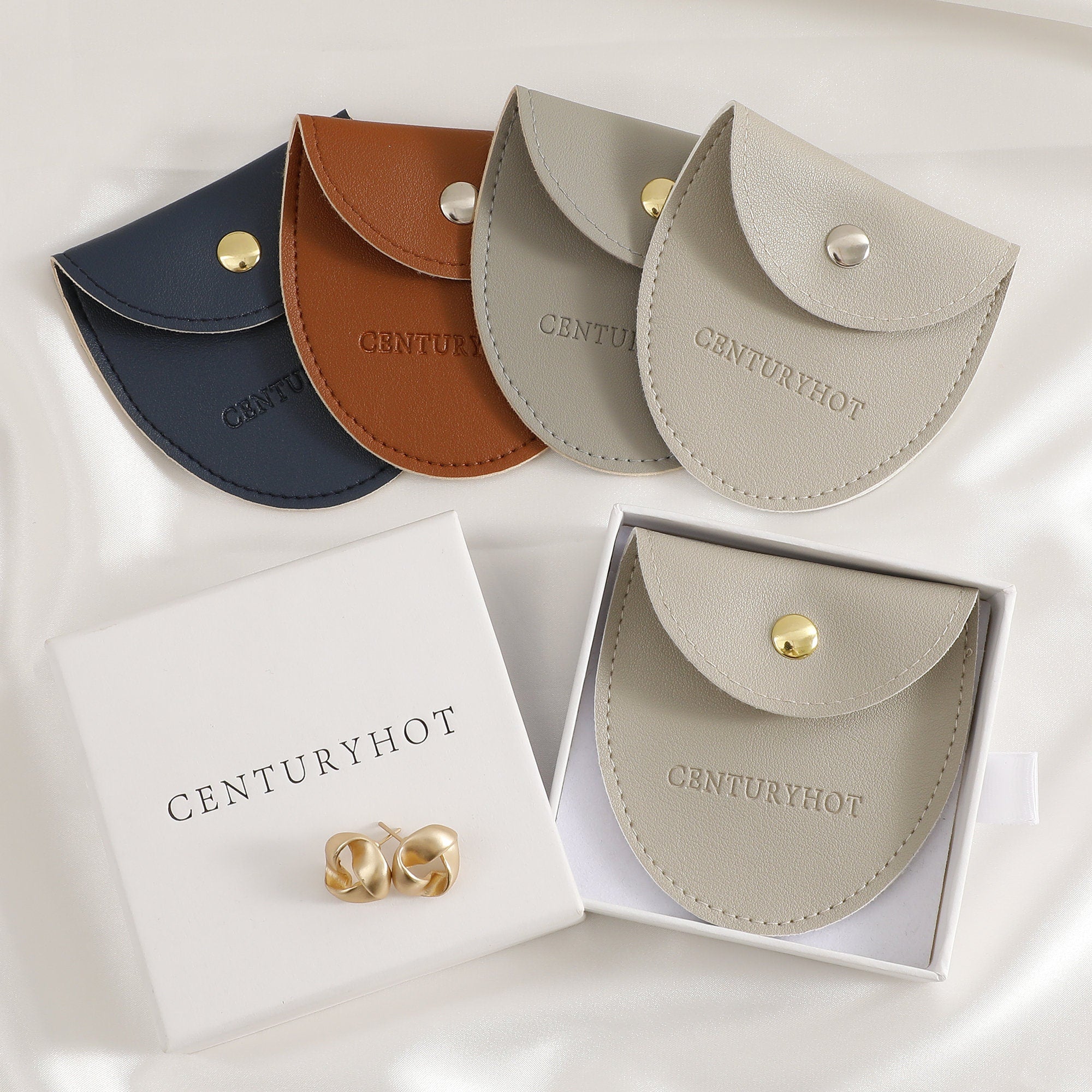 Custom Logo Faux Leather Jewelry Bags, Embossed Envelope Pouch-zoom-1