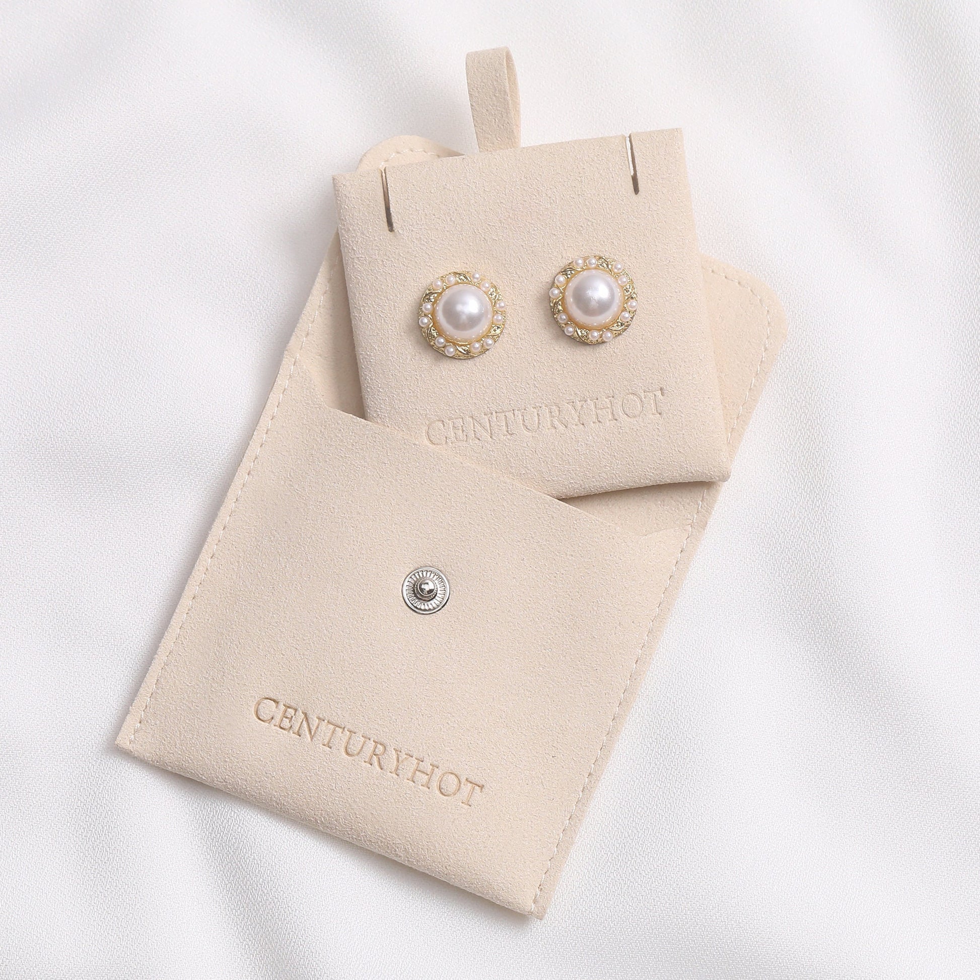 50 Ivory Microfiber Jewelry Packaging Bags, Personalized Logo-8