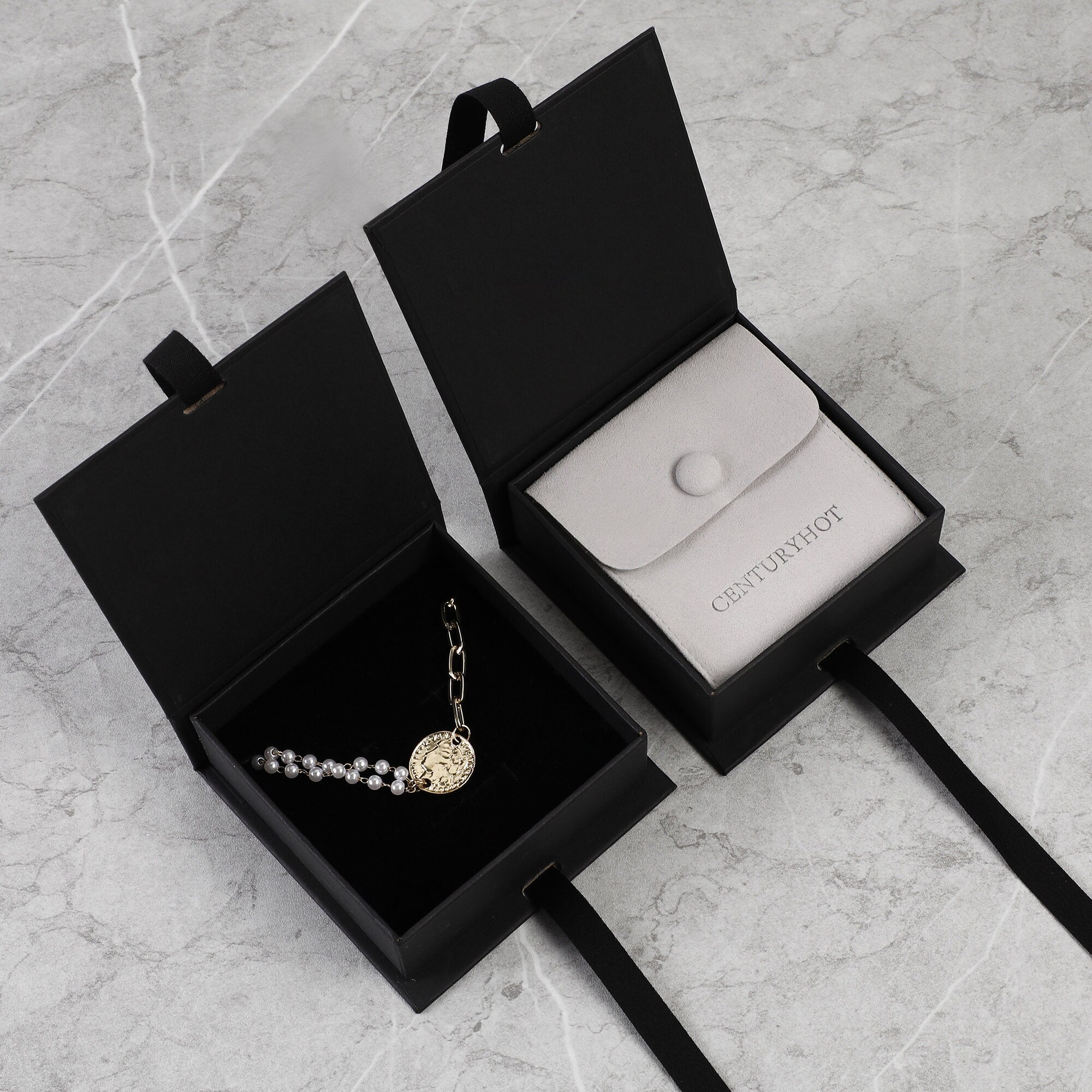 Customizable Black Ribbon Gift Box: Necklace, Jewelry Packaging-zoom-6