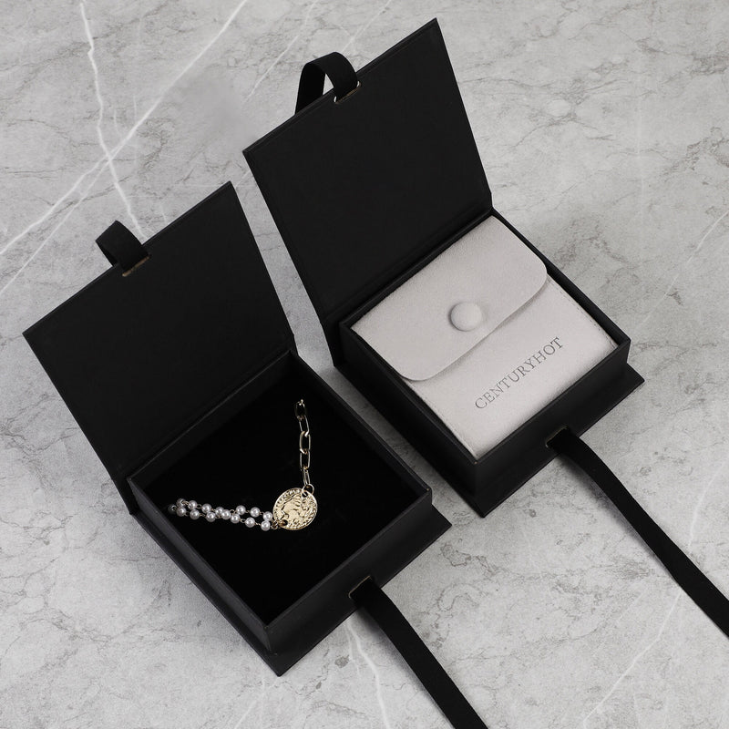 Customizable Black Ribbon Gift Box: Necklace, Jewelry Packaging-zoom-