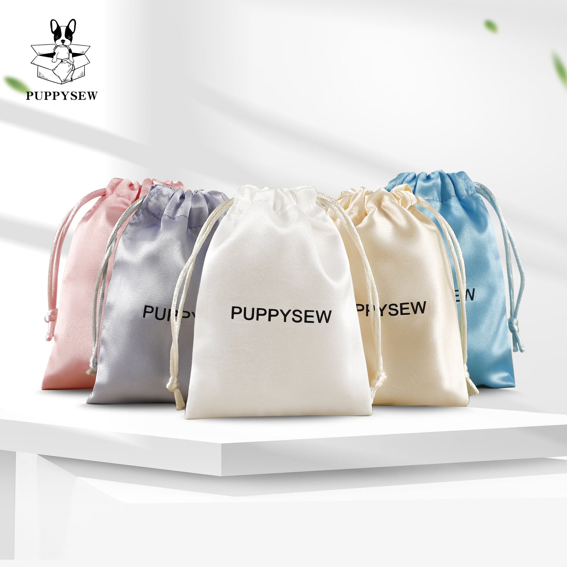 Personalized Satin Drawstring Pouch, Custom Logo Jewelry Packaging-1
