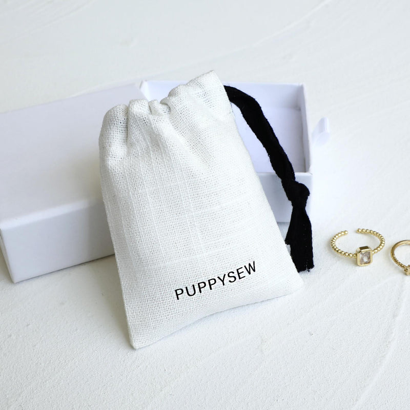 100 White Cotton Canvas Drawstring Bags, Personalized Logo Jewelry Packaging-zoom-