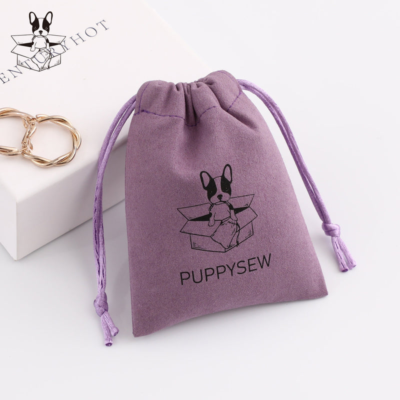 Personalized Purple Microfiber Drawstring Bag, Custom Logo Jewelry Packaging-zoom-