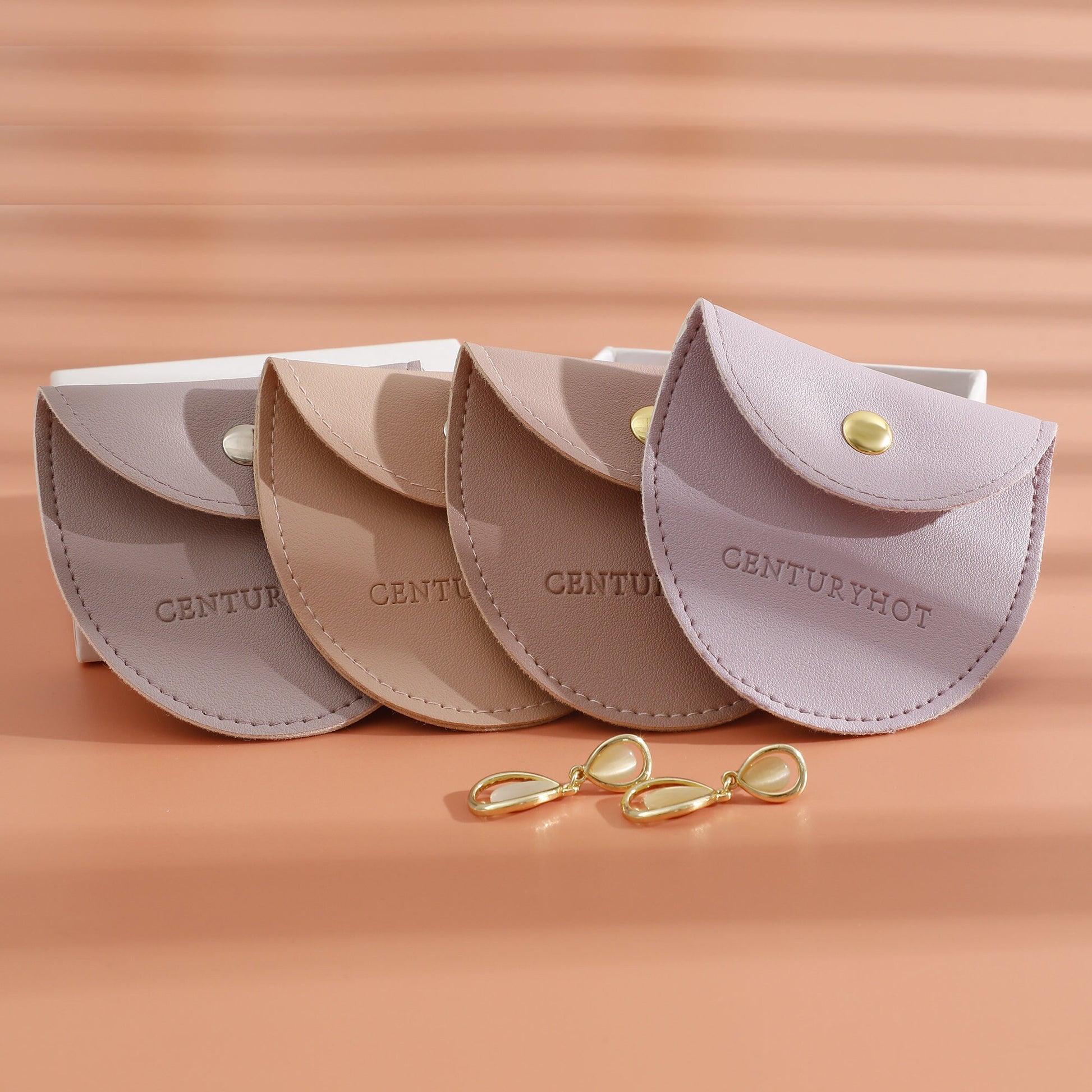 Personalized Faux Leather Jewelry Bag with Embossed Logo (50 Pcs)-3