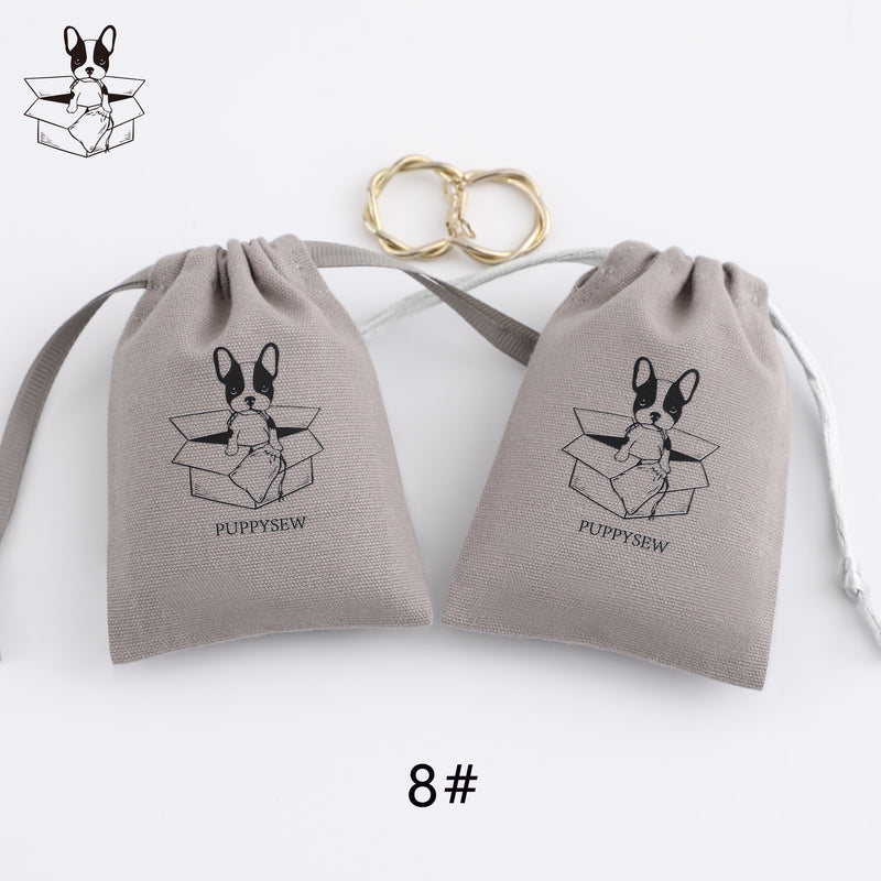 Custom Printed Canvas Drawstring Bag, Jewelry Packaging, Light Grey, 50pcs-zoom-