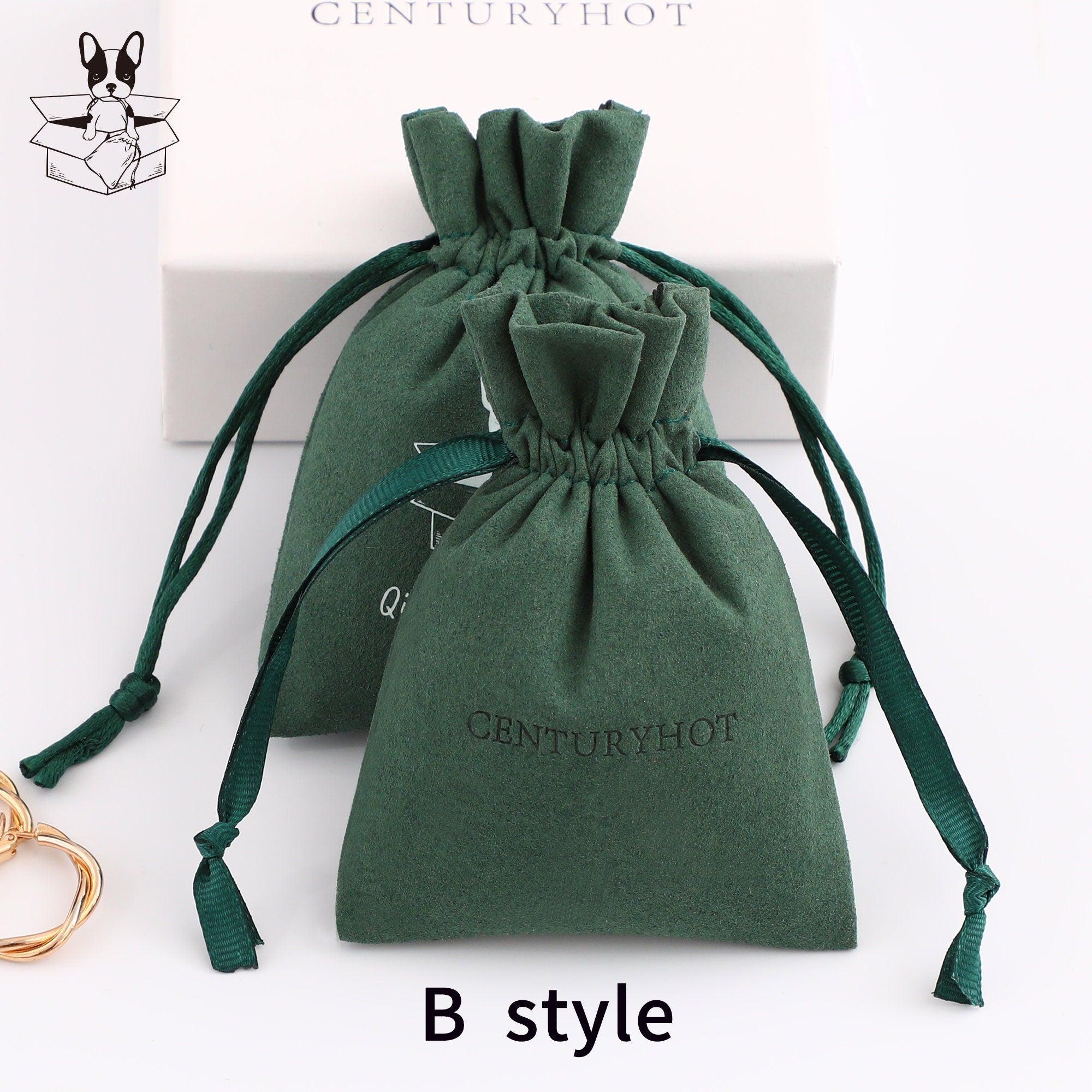 50 Green Microfiber Personalized Logo Drawstring Bags, Custom Jewelry Packaging-zoom-7