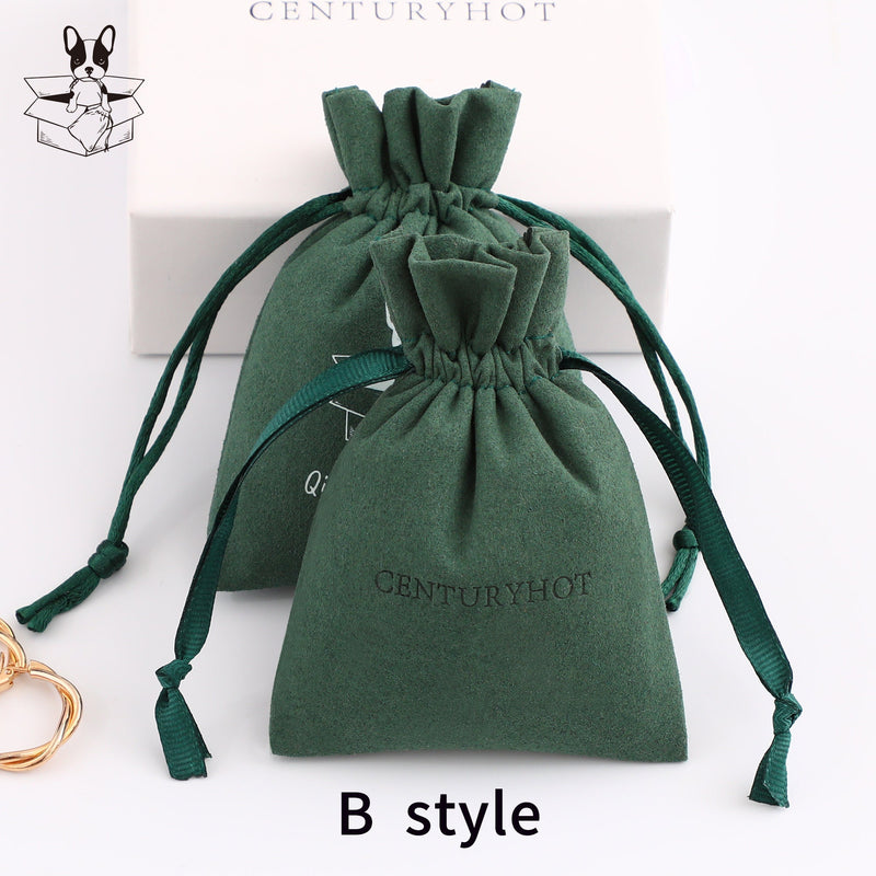 50 Green Microfiber Personalized Logo Drawstring Bags, Custom Jewelry Packaging-zoom-