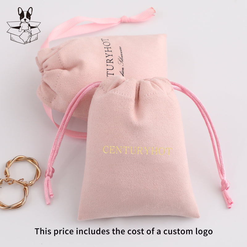 Personalized Suede Drawstring Bag with Logo, Jewelry Pouch-zoom-