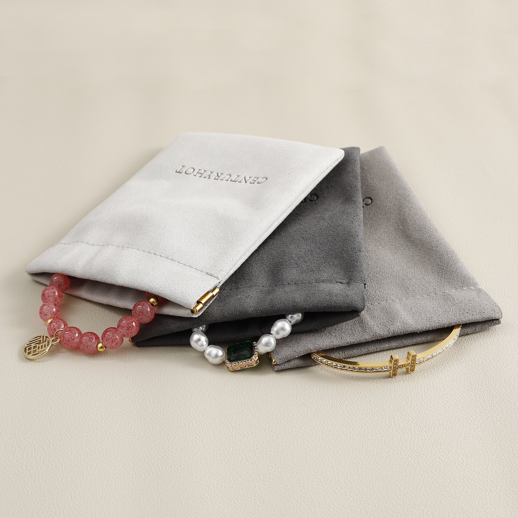 Custom Logo Microfiber Jewelry Bag, 8x8cm Snap Closure, 50pcs-zoom-7