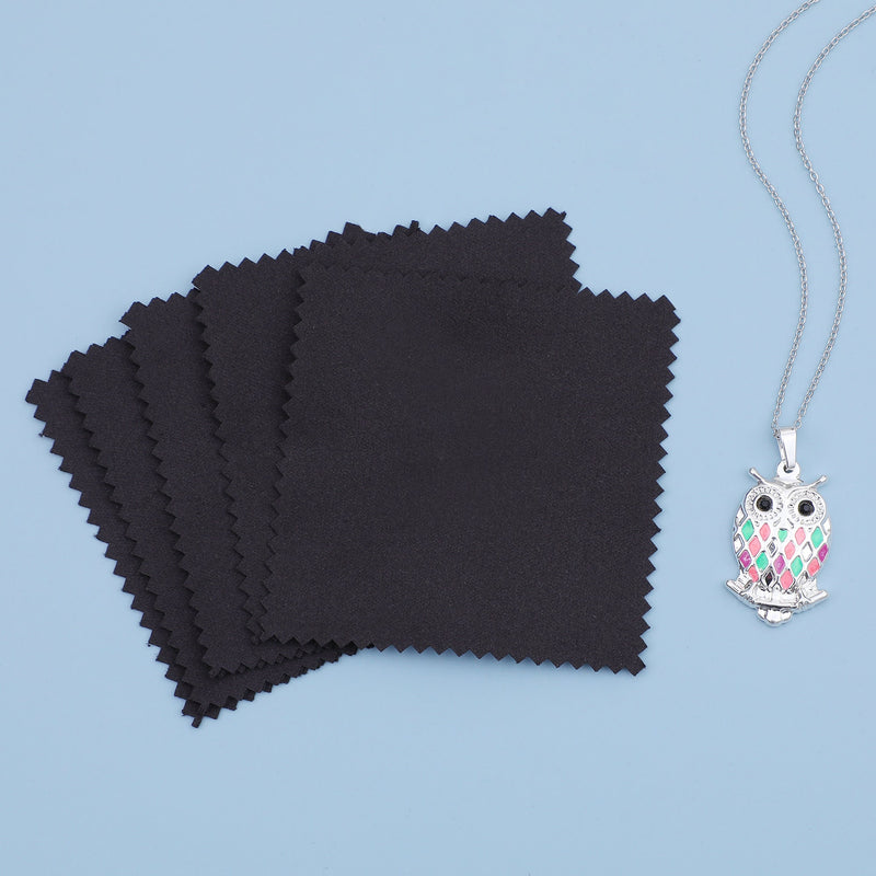 100 Black Jewelry Cleaning Cloths 8x8cm, Silver Polishing Cloth, Custom Logo Available-zoom-