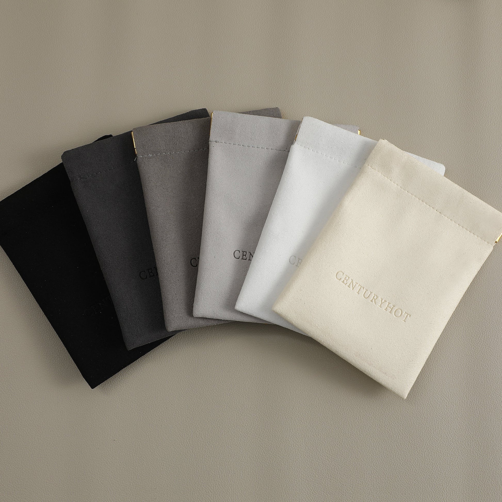 50 Gray Microfiber Jewelry Bag, Custom Logo Gift Pouch-3