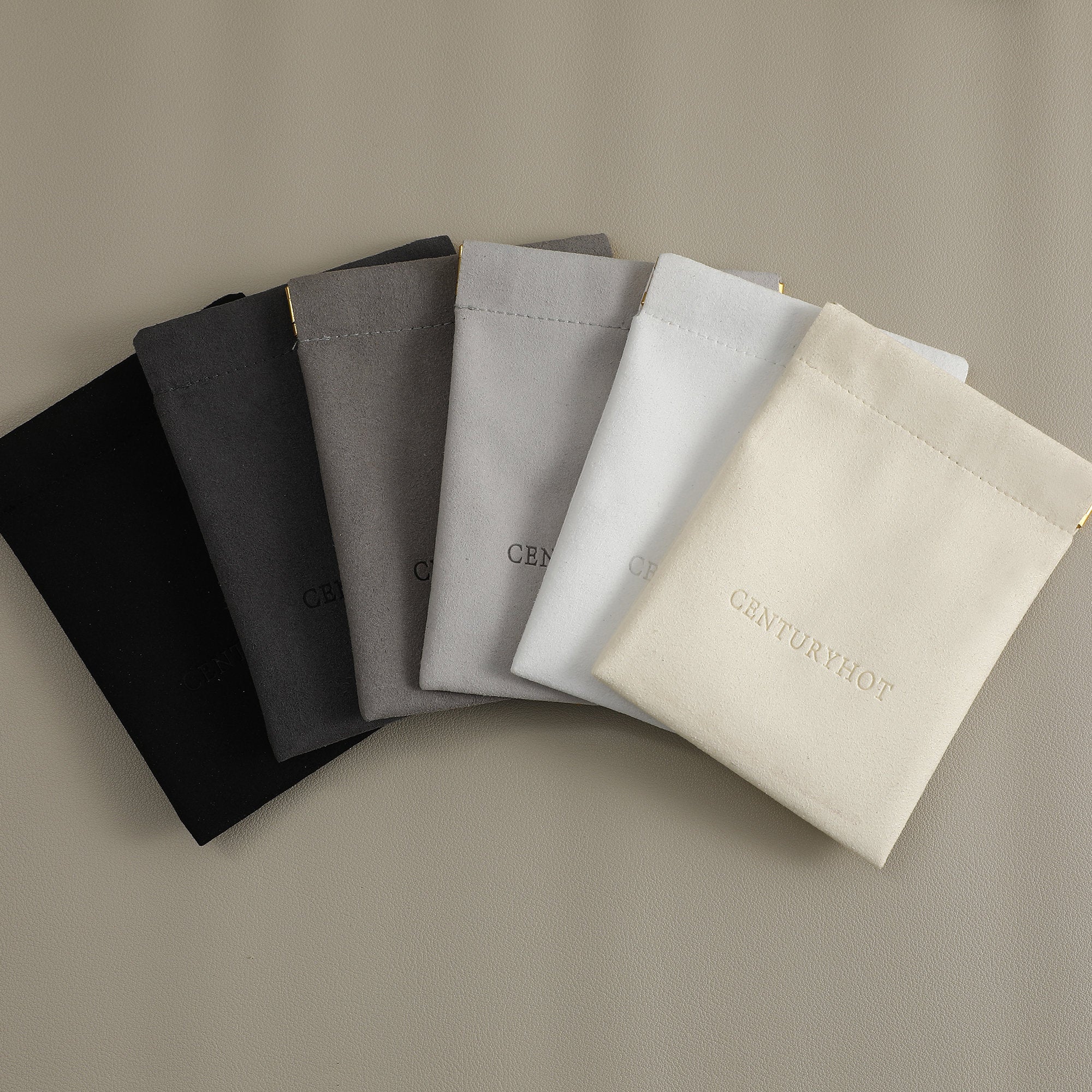 50 Gray Microfiber Jewelry Bag, Custom Logo Gift Pouch-zoom-3