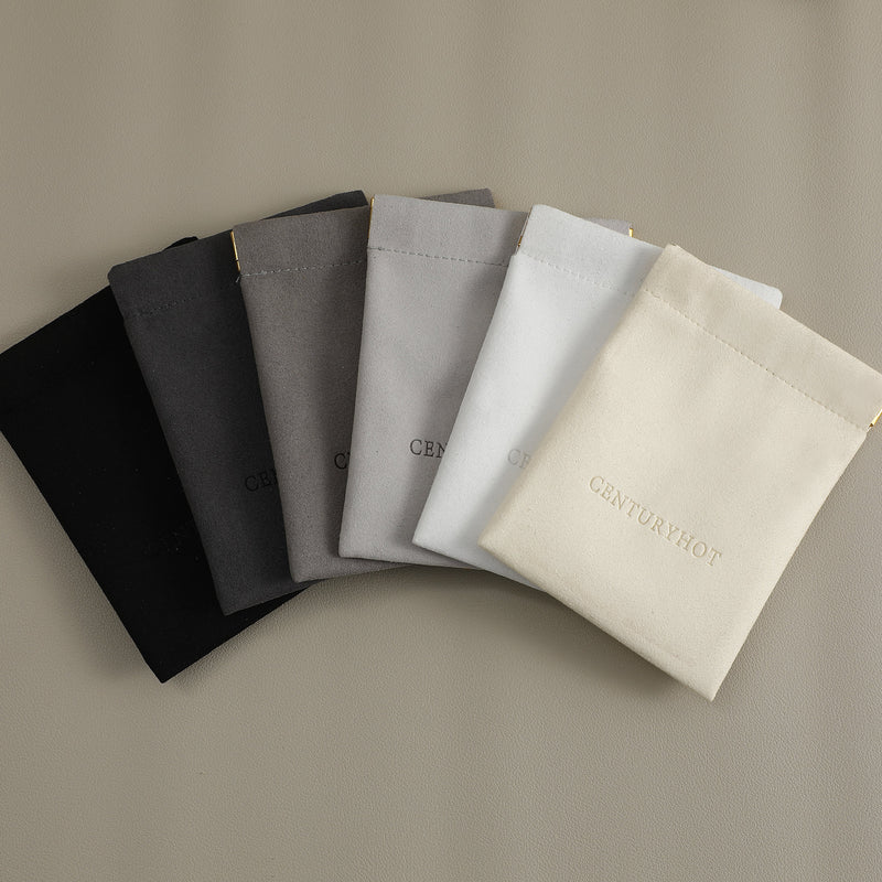 50 Gray Microfiber Jewelry Bag, Custom Logo Gift Pouch-zoom-