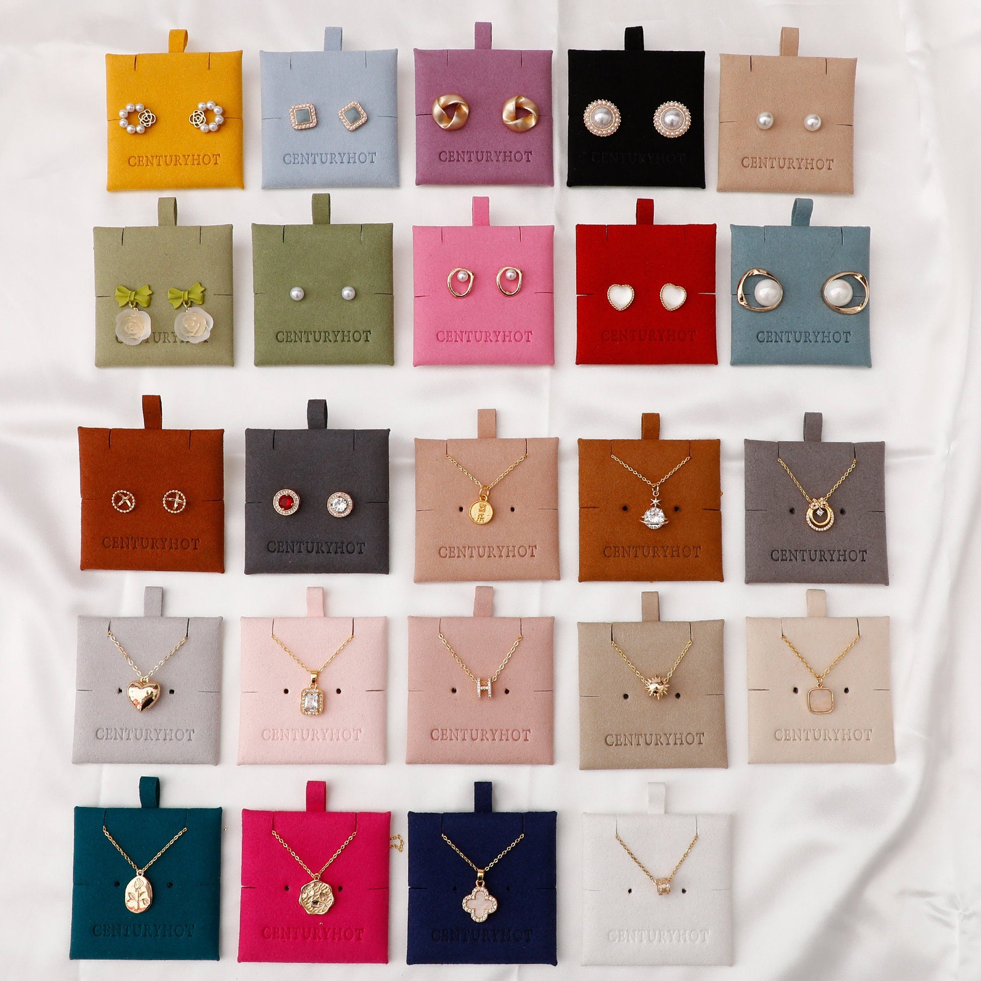 Customizable Logo Jewelry Display Card - Microfiber Necklace Clip (50pc)-2