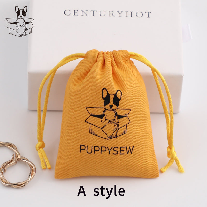 Custom Logo Cotton Drawstring Bag, Personalized Jewelry Pouch-zoom-