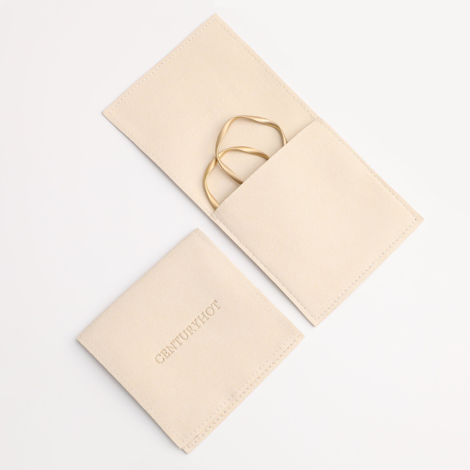 Embossed Logo Microfiber Jewelry Bag, Personalized Packaging