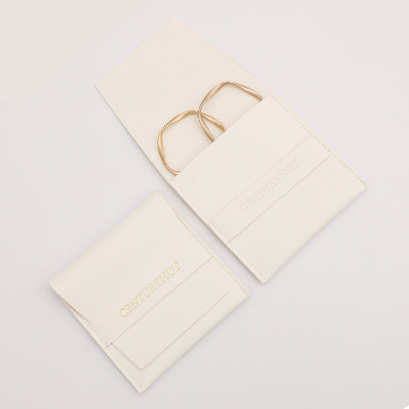 50pc White Faux Leather Jewelry Pouch, Custom Logo Available-zoom-