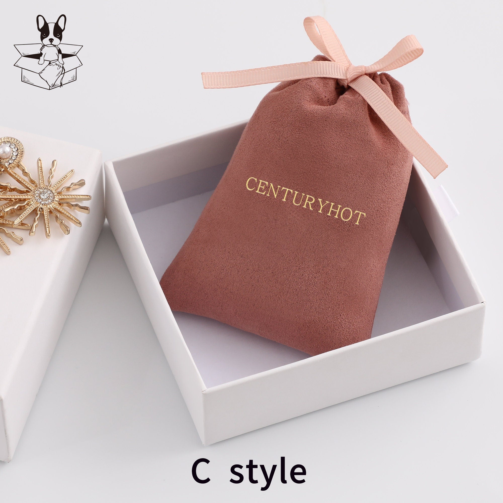 50 Personalized Logo Suede Drawstring Bags, Jewelry Pouch-zoom-6