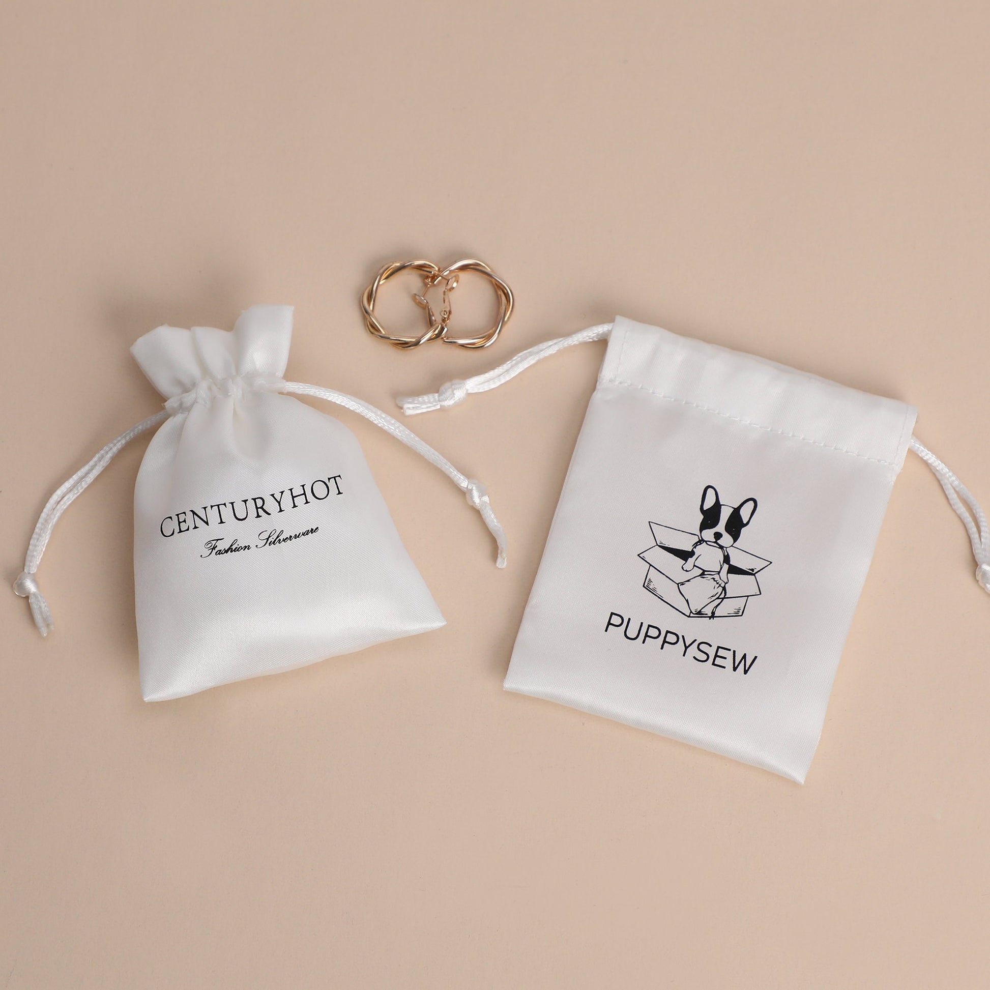 Custom Satin Drawstring Bag: Logo Print Jewelry Packaging-9