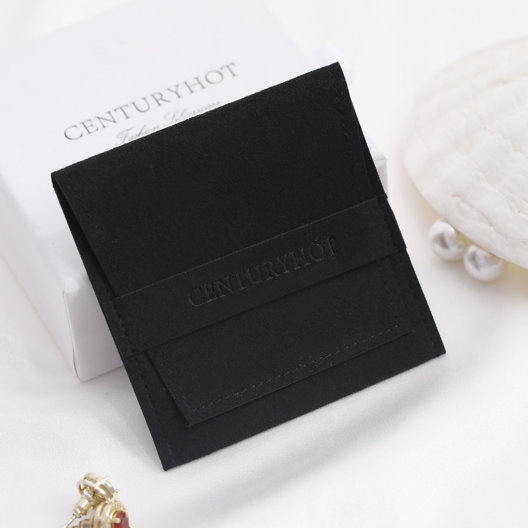 Custom Logo Microfiber Jewelry Bag - Black Fashion Packaging (50pcs)-zoom-1
