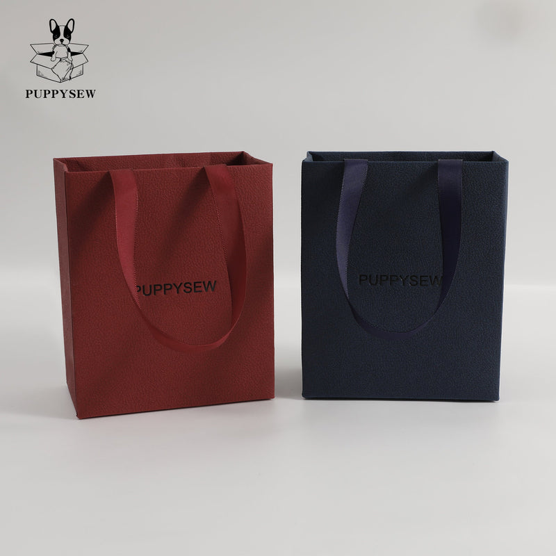 Custom Logo Gift Paper Bags, Textured Luxury Packaging (12.5x7.5x15 cm)-zoom-