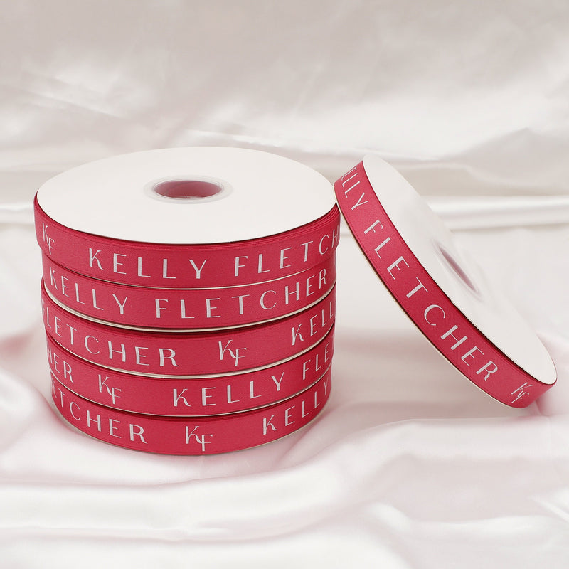 1pcs personalized screen print custom logo polyester ribbons for decoration gift box packaging-zoom-