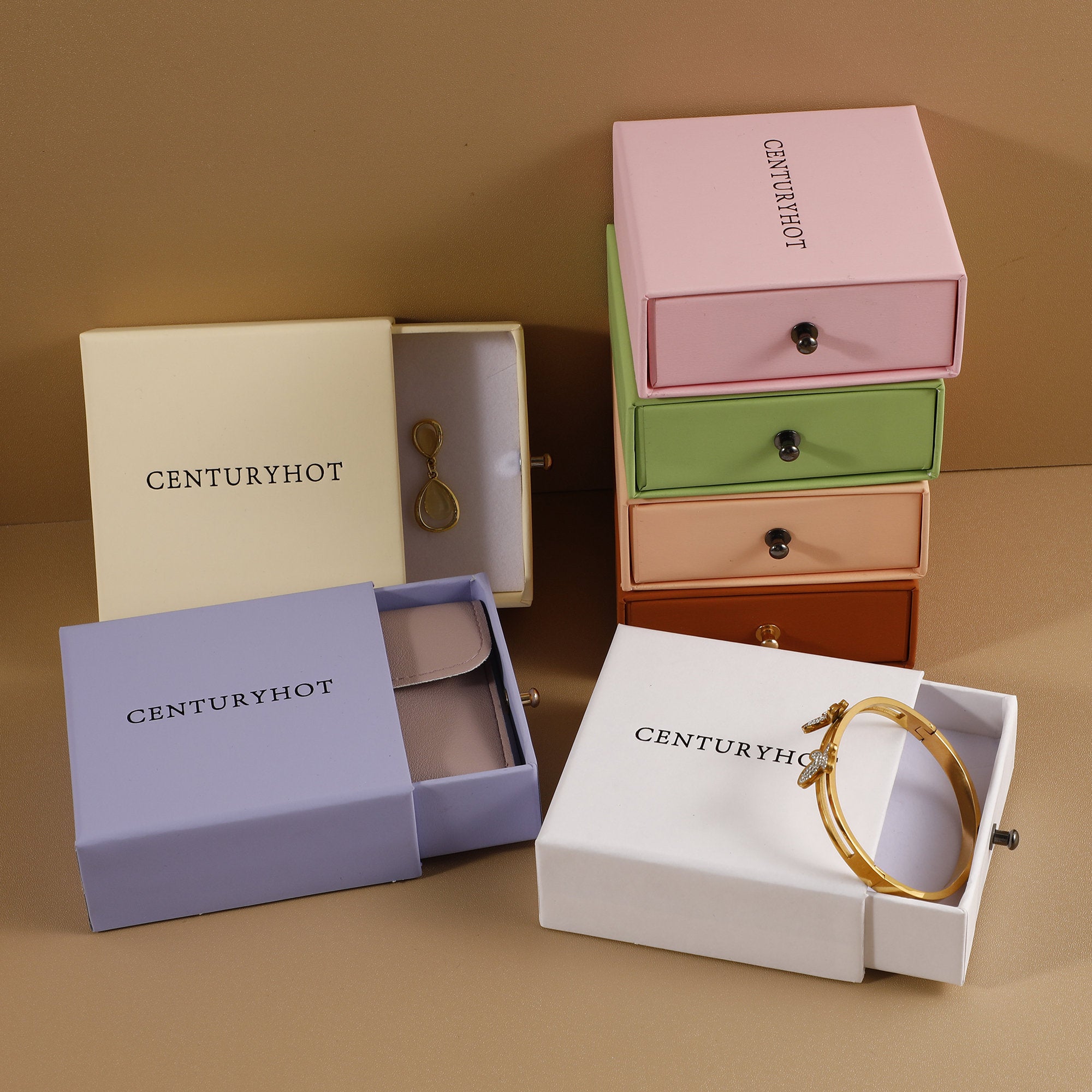 Custom Logo Jewelry Gift Box, Buckle Lid, 50 Pieces