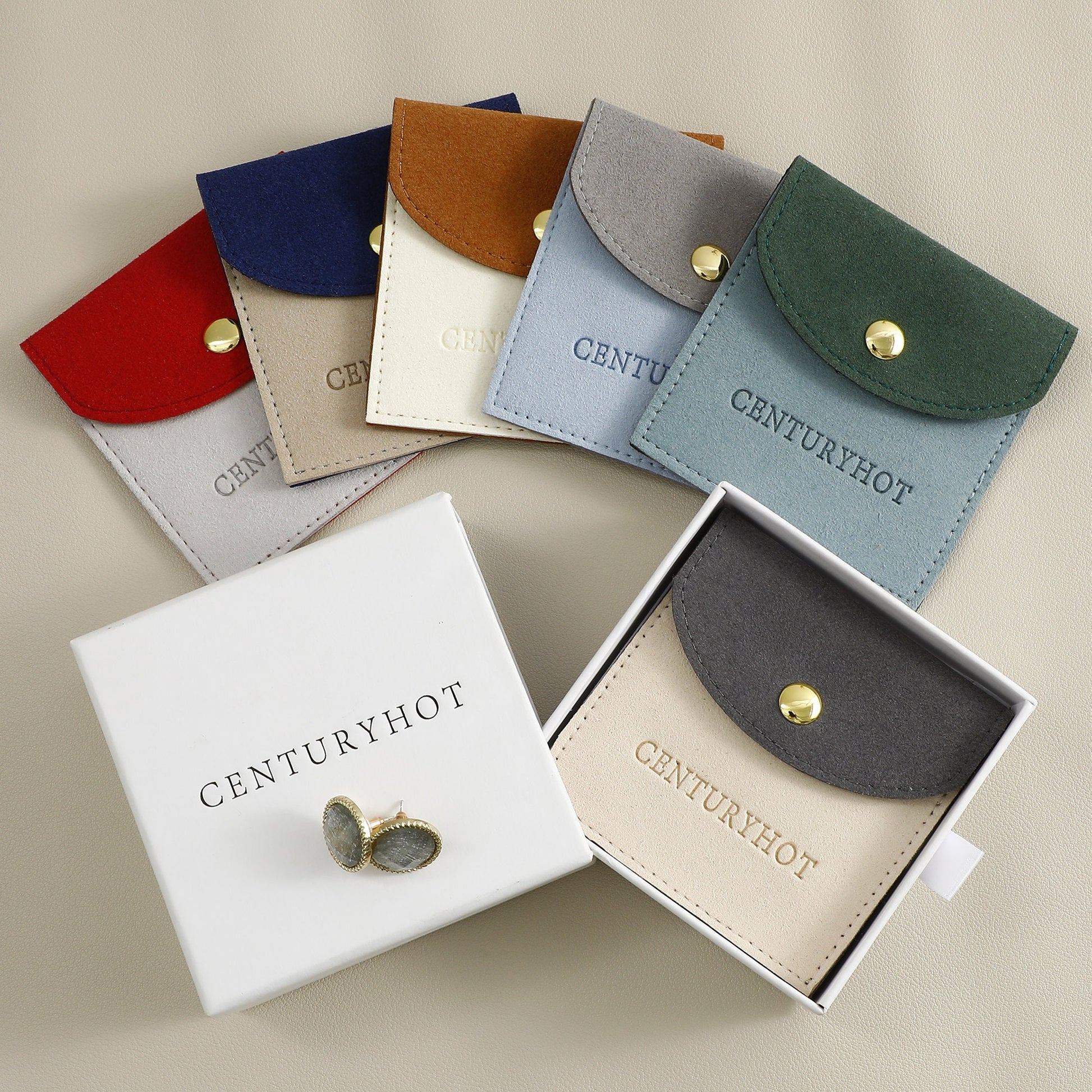 Personalized Logo Microfiber Jewelry Packaging Bag with Button (50pcs)-1