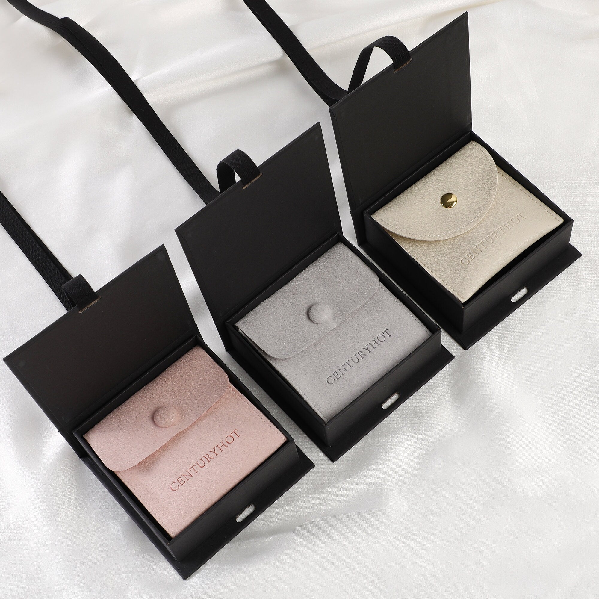 Customizable Black Ribbon Gift Box: Necklace, Jewelry Packaging-zoom-4