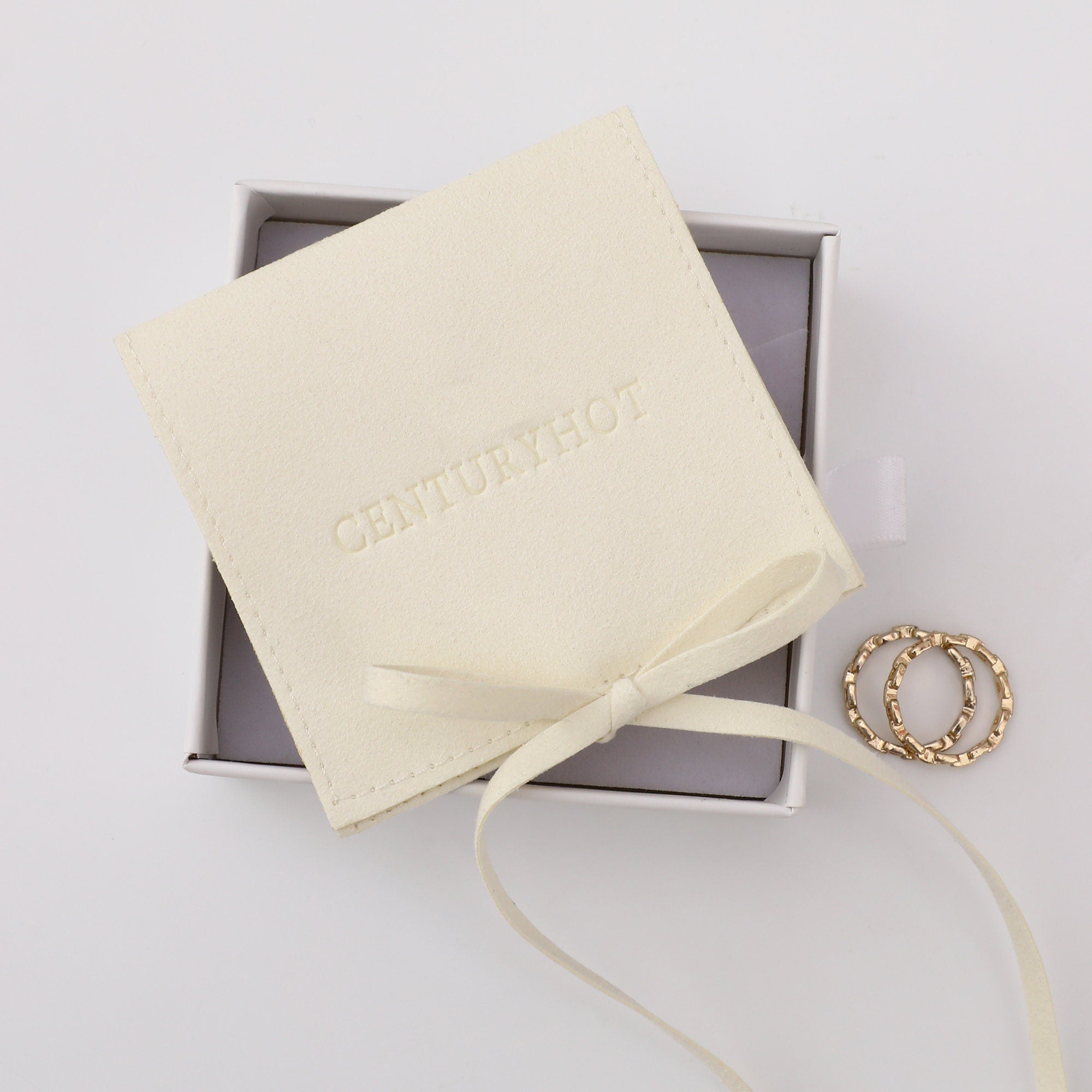 50 Beige Microfiber Jewelry Bag, Personalized Logo Envelope Pouch