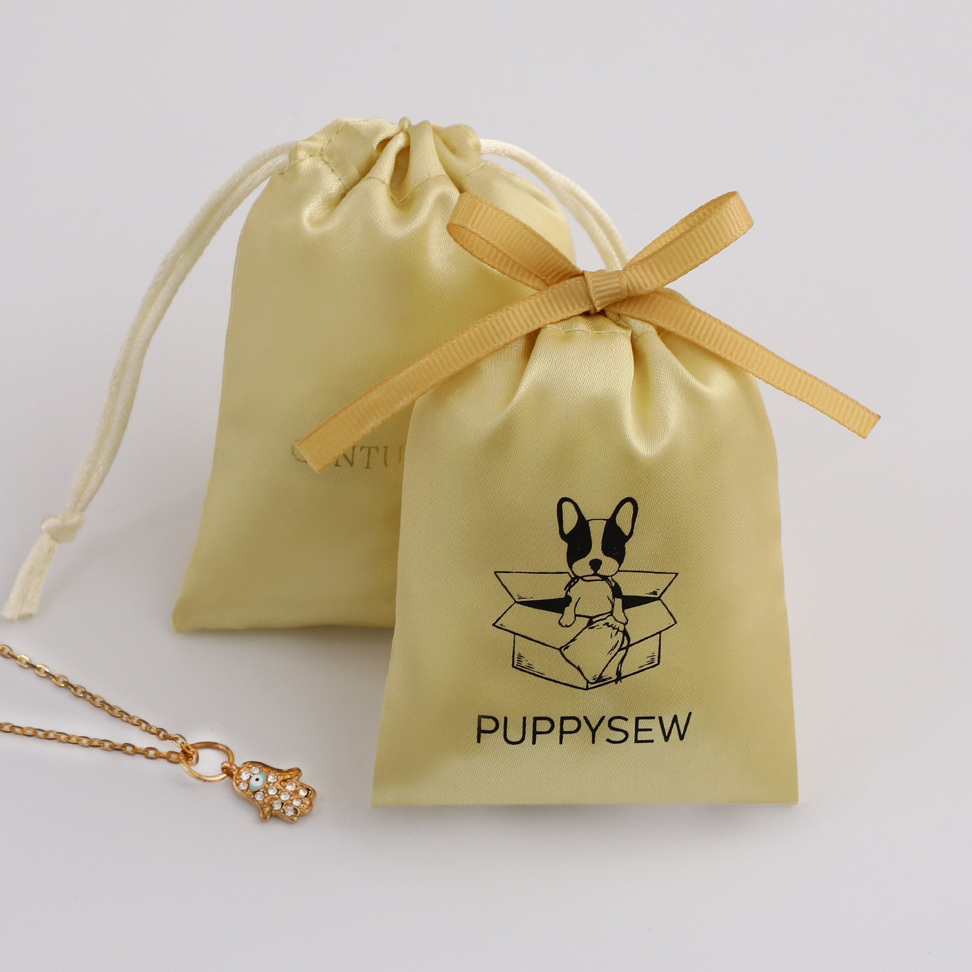 Custom Logo Satin Drawstring Pouch, Jewelry Packaging