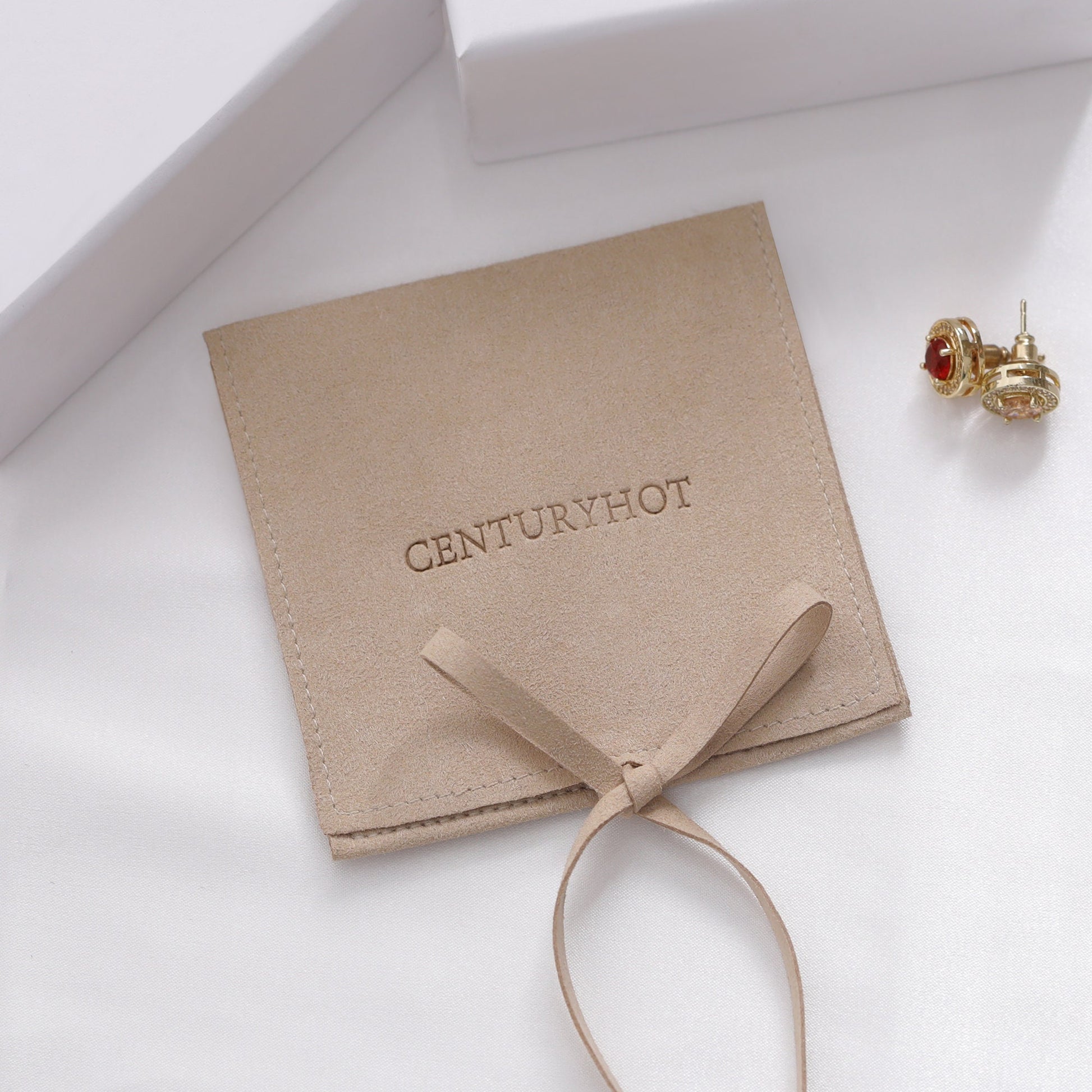Personalized Microfiber Jewelry Bags, Embossed Logo Packaging-3
