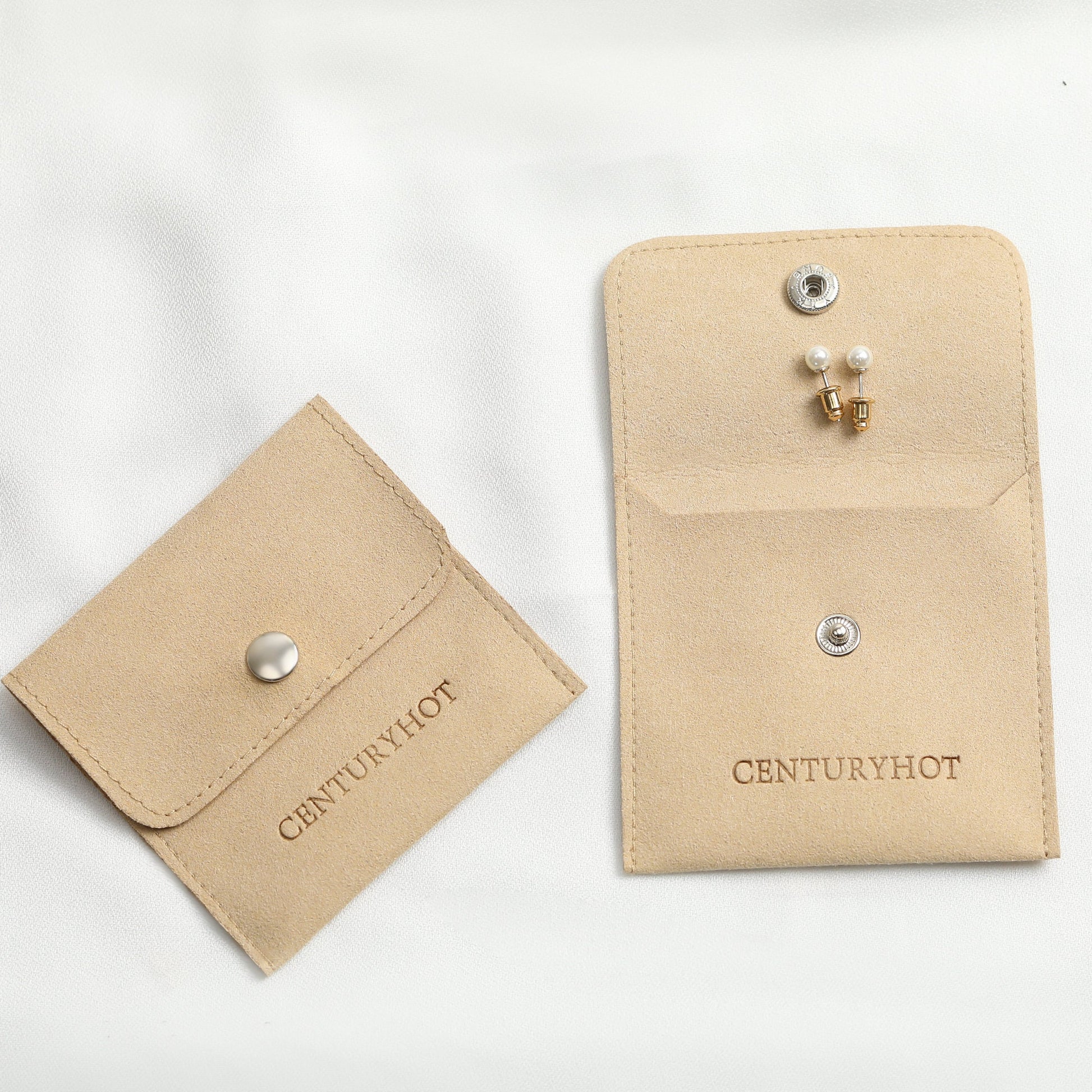 Custom Logo Microfiber Jewelry Bag with Button, Wholesale (50 Pieces)-6